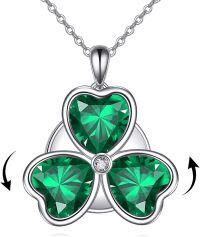 wholesale 925 Sterling Silver Green Clover Heart-Shaped Spinning Pendant Necklace for Women Gifts-Clover necklace