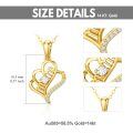wholesale 14k Gold Mom Script Heart Pendant Necklace With Cubic Zirconia Stones-0-3