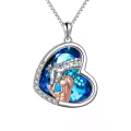 TOUPOP Sterling Silver Crystal Giraffe Necklace Charm Pendant Jewelry Gift-0-0