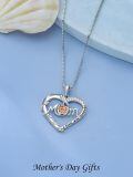 TOUPOP Sterling Silver Rose Flower I Love You Forever Mom Heart Pendant Necklace-0-3