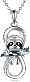 wholesale 925 Sterling Silver Cute Sloth Charm Infinity Pendant Necklace for Women-0-0