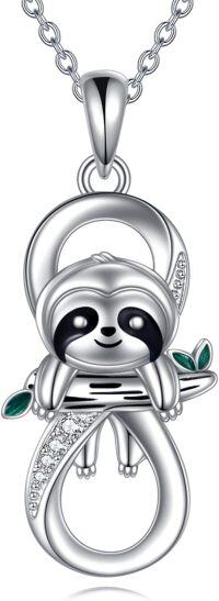 wholesale 925 Sterling Silver Cute Sloth Charm Infinity Pendant Necklace for Women-Sloth