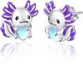 wholesale 925 Sterling Silver Purple Moonstone Axolotl Heart Stud Earrings Gift for Her-0-0