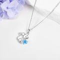 wholesale 925 Sterling Silver Blue Crystal Heart Mouse Pendant Necklace Gifts for Women Dog Lovers-0-2