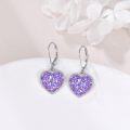 wholesale 925 Sterling Silver Metal Drusy Crystal Heart Dangle Earrings (Pink/Blue/Purple) Leverback Drop s for Women-0-14