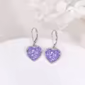 wholesale 925 Sterling Silver Metal Drusy Crystal Heart Dangle Earrings Wholesale (Pink/Blue/Purple) Leverback Drop s for Women-0-14