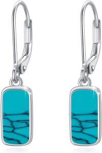 wholesale  S925 Sterling Silver Rectangle Turquoise Dangle Earrings for Mental Relaxation & Abundance-Rectangle