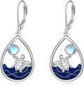 wholesale 925 Sterling Silver Turtle Moonstone Teardrop Earring Set Sea Life s for Her-0-0