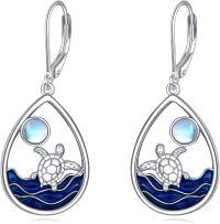 wholesale 925 Sterling Silver Turtle Moonstone Teardrop Earring Set Sea Life s for Her-Turtle