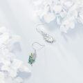 wholesale 925 Sterling Silver Green Enamel Flower Drop Earrings-0-2