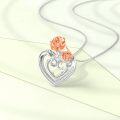wholesale 925 Sterling Silver Double Rose Heart Pendant Necklace-0-3