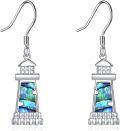wholesale 925 Sterling Silver Abalone Shell Lighthouse Drop Earrings - Yoga Jewelry (4 cm)-0-0