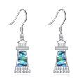wholesale 925 Sterling Silver Abalone Shell Lighthouse Drop Earrings - Yoga Jewelry (4 cm)-0-0