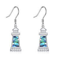 wholesale 925 Sterling Silver Abalone Shell Lighthouse Drop Earrings - Yoga Jewelry (4 cm)-Lighthouse