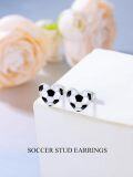 wholesale TOUPOP Soccer Earrings Sterling Silver Soccer Stud Earrings Heart Stud Earrings Sport Soccer Jewelry Christmas Gifts For Women Mother Sister -0-1