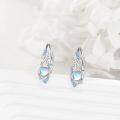 wholesale 925 Sterling Silver Blue Moonstone & Cubic Zirconia Celtic Dangle Hoop Earrings for Women - Irish  Idea-0-3
