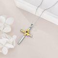 wholesale 925 Sterling Silver Cross with Honeybee and Dripping Gold Accents Pendant Necklace Christian Gift for Her-0-4