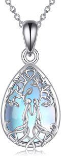 wholesale Sterling Silver Abalone Turquoise Tree of Life Sister Necklace-0-23