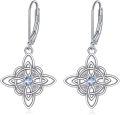 wholesale 925 Sterling Silver Birthstone Witches Knot Dangle Leverback Earrings for Women-0-0