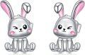 wholesale 925 Sterling Silver Bunny Studs - Adorable Pink-Eared Rabbit Earring Set for Women Girls Easter Gift Idea-0-0