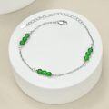 wholesale 925 Sterling Silver Green Jade Beaded Chain Ankle Anklet for Women Beach Foot Jewelry-0-2