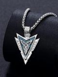 wholesale 925 Sterling Silver Blue Stone Celtic Knot Arrowhead Pendant Necklace  Norse Jewelry for Men Women Gifts 43cm Chain Length-0-1