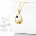 wholesale  14K Real Gold Butterfly & Sunflower Opal Pendant Necklace, Hypoallergenic, Gift for Women-0-2