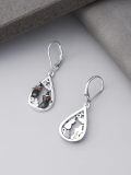 wholesale 925 Sterling Silver Halloween Black Cat Witch Hat Butterfly Drop Earrings-0-2