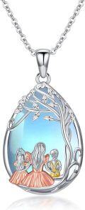 wholesale 925 Sterling Silver Tree of Life Family Pendant Necklaces for Women Girls Mom Daughter Sister Gift Jewelry Blue Stone Mothers Day Present-0-0