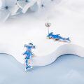 wholesale 925 Sterling Silver Blue Opal Shark Stud Earrings for Women Girls  48x36mm-0-4