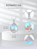 wholesale 925 Sterling Silver Teardrop Moonstone Family Pendant Necklaces for Mom Dad Children Gift Set-0-4