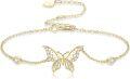 wholesale 14K Gold Moissanite Butterfly Bracelet, Nickel-Free Hypoallergenic, Sparkling Gemstone Jewelry Gift for Women-0-0