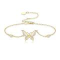wholesale 14k Gold Butterfly Bracelet Wholesale With Crystal Accents And Adjustable Chain-0-0