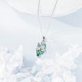 wholesale 925 Sterling Silver Green Enamel Lily of the Valley Birth Flower Pendant Necklace-0-2