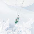 wholesale 925 Sterling Silver Lily Of The Valley Green Enamel Pendant Necklace-0-2