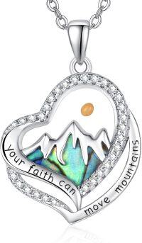 wholesale 925 Sterling Silver Heart-Shaped Mountain Pendant with Yellow Stone and Abalone Shell Inlay - Christian Jewelry for Women-A0-Heart Mustard Seed Necklace
