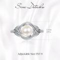 wholesale 925 Sterling Silver Real Natural Freshwater Pearl Adjustable Open Ring for Women-0-6