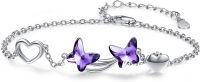 wholesale 925 Sterling Silver Butterfly Crystal Bracelet - Mom Daughter Matching Jewelry Christmas Gifts for Women & Girls-undefined