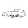 wholesale 925 Sterling Silver Butterfly Crystal Bracelet - Mom Daughter Matching Jewelry Christmas Gifts for Women & Girls-0-0