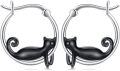 wholesale 925 Sterling Silver Cat Huggie Hoop Earrings for Women s-0-0