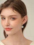 wholesale Gold-Plated 925 Sterling Silver Starburst CZ Dangle Drop Earrings for Women-0-1
