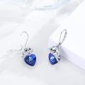wholesale 925 Sterling Silver Blue Crystal Sloth Heart Drop Earrings-0-1