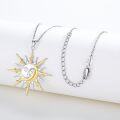 wholesale 925 Sterling Silver Sun and Moon Face Pendant Necklaces for Couples BFF Women & Men-0-2