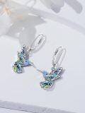 wholesale 925 Sterling Silver Abalone Shell Hummingbird Dangle Earrings with Moonstones and Butterflies-0-3