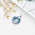 wholesale 925 Sterling Silver Blue Crystal Sea Turtle Pendant Necklace with Chain for Women Girls  (Ocean Wave Design)-0-2