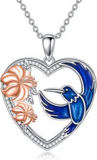 wholesale Sterling Silver Animal Pendant Necklace for Women Cat Axolotl Butterfly Turtle Giraffe Gift for Daughter Mom Sister-Hummingbird-1