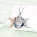 wholesale 925 Sterling Silver Blue Purple Swarovski Crystal Triple Moon Goddess Tree of Life Pendant Necklace for Women-0-4