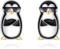 wholesale 925 Sterling Silver Animal Stud Earrings - Cool Penguin Design with Sunglasses and Gold Accents-0-0