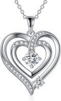 wholesale 14K Gold Plated 925 Sterling Silver Double Heart Moissanite Cubic Zirconia Mother Daughter Pendant Necklace-0-0