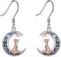 wholesale 925 Sterling Silver Moon Fox Abalone Shell Dangle Drop Earrings for Women -0-0